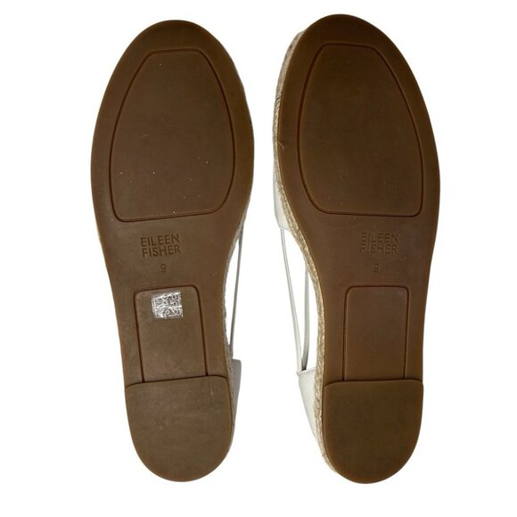 Eileen Fisher Washed White Leather Espadrilles Flats Shoes SIZE 9 BRAND NEW - Picture 7 of 9